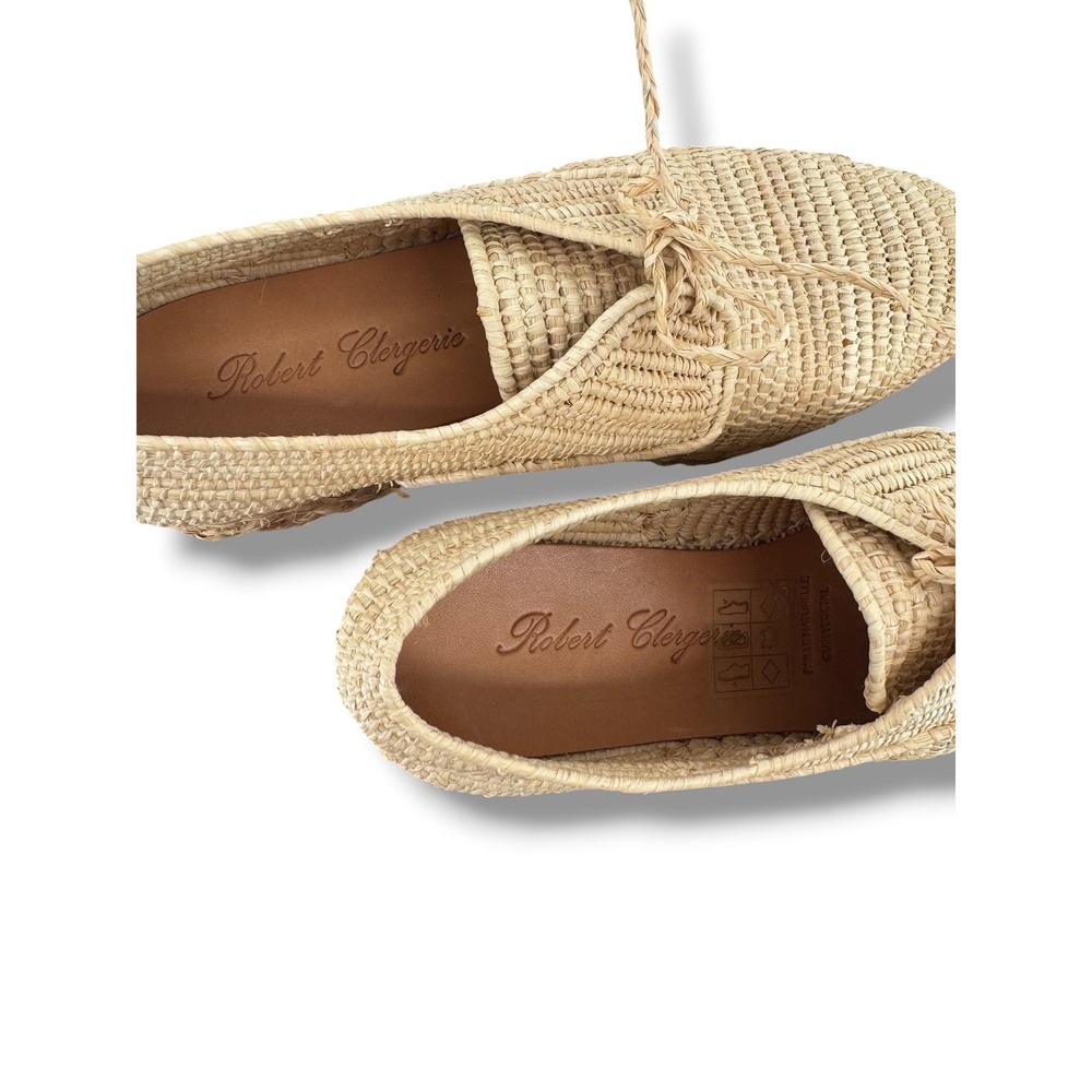 Robert Clergerie Pinto Raffia Platform Espadrille Shoes 7-7.5 Natural Wedge - Picture 4 of 8